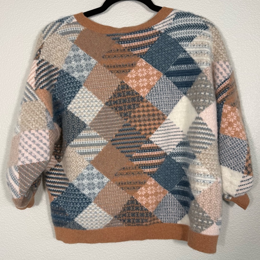 Garnet Hill Multicolor Patchwork Sweater - image 2